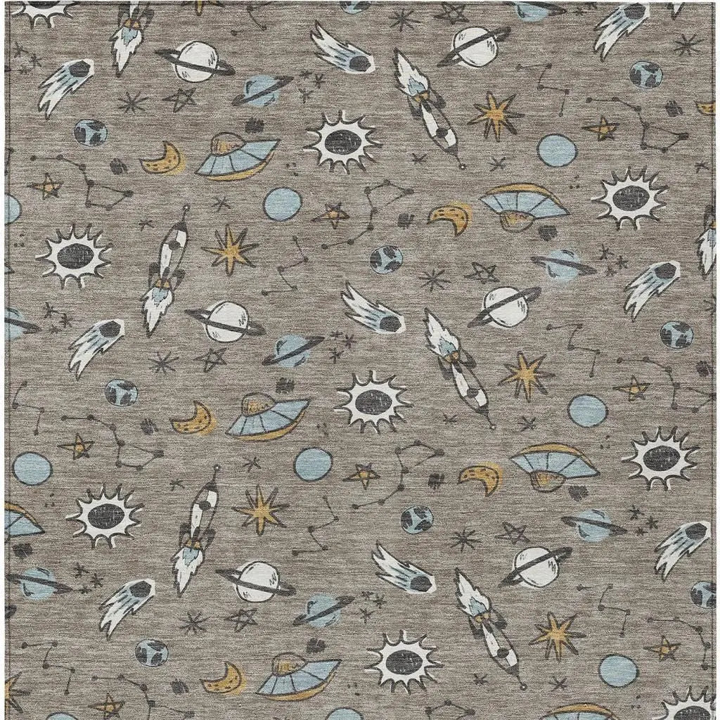 10' X 14' Taupe And Gray Animal Print Washable Indoor Outdoor Area Rug Homeroots Outdoor