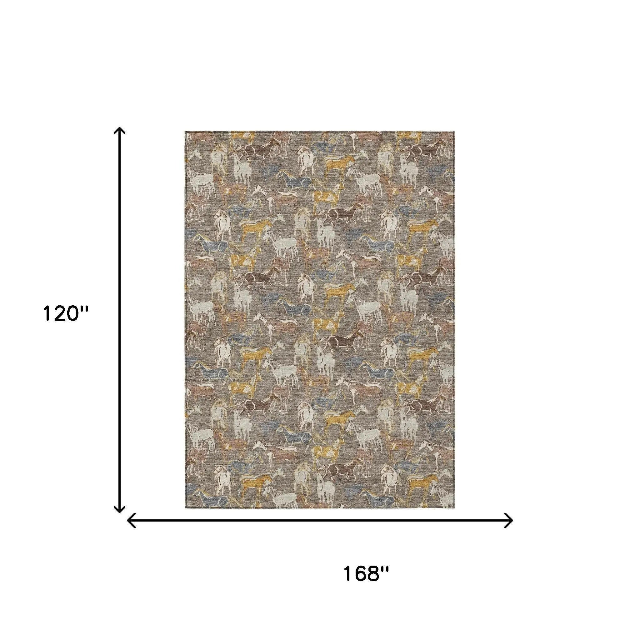 10' X 14' Taupe And Gray Horse Washable Indoor Outdoor Area Rug Homeroots Outdoor