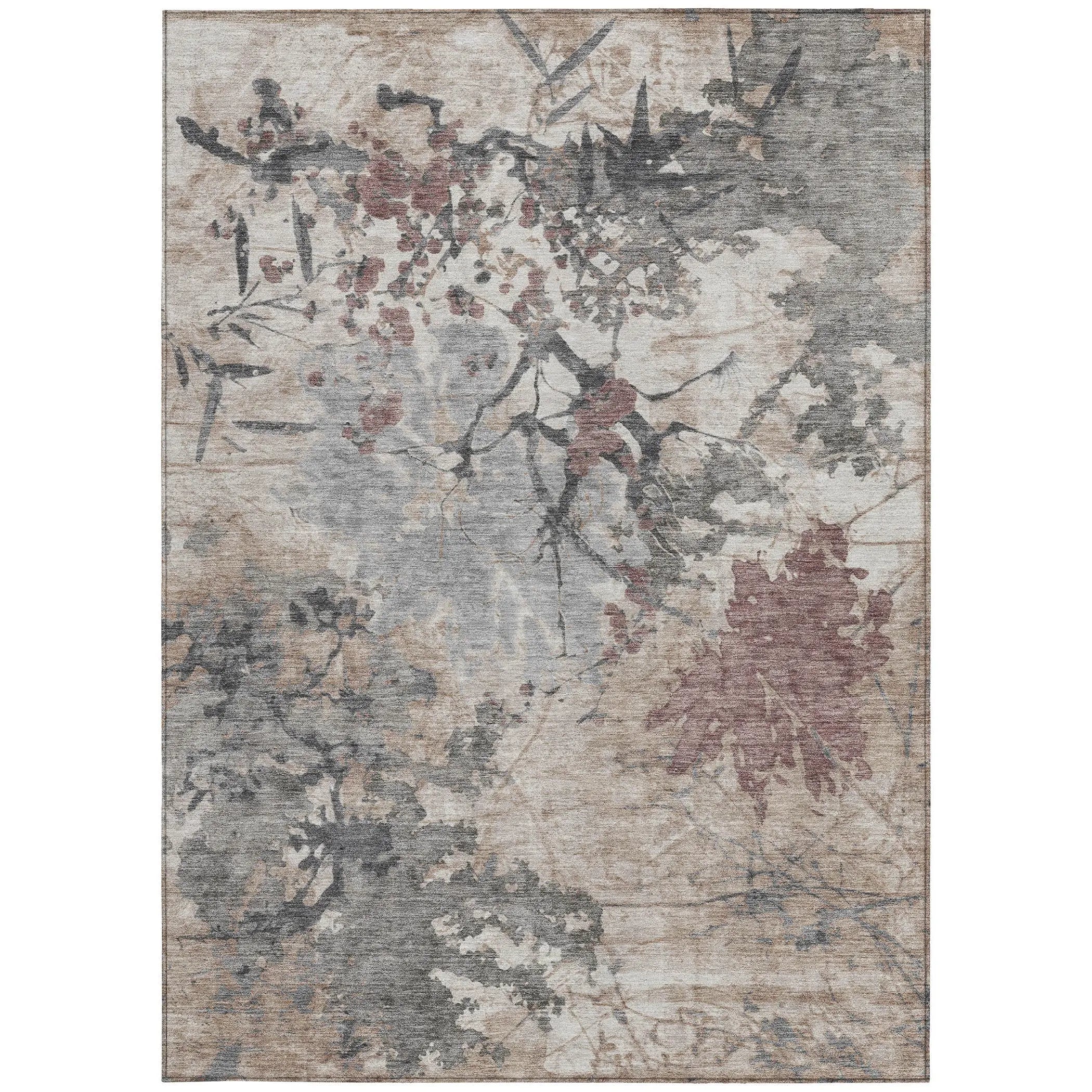 10' X 14' Taupe And Green Abstract Washable Indoor Outdoor Area Rug Homeroots Outdoor