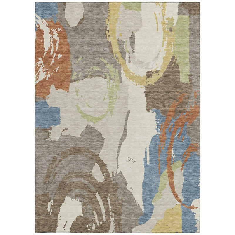 10' X 14' Taupe And Ivory Abstract Washable Indoor Outdoor Area Rug Homeroots Outdoor