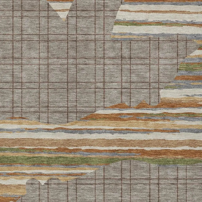 10' X 14' Taupe And Ivory Abstract Washable Indoor Outdoor Area Rug Homeroots Outdoor