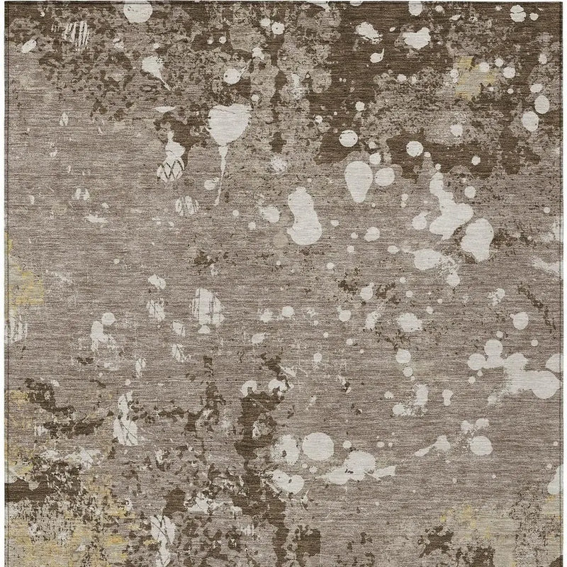 10' X 14' Taupe And Ivory Abstract Washable Indoor Outdoor Area Rug Homeroots Outdoor