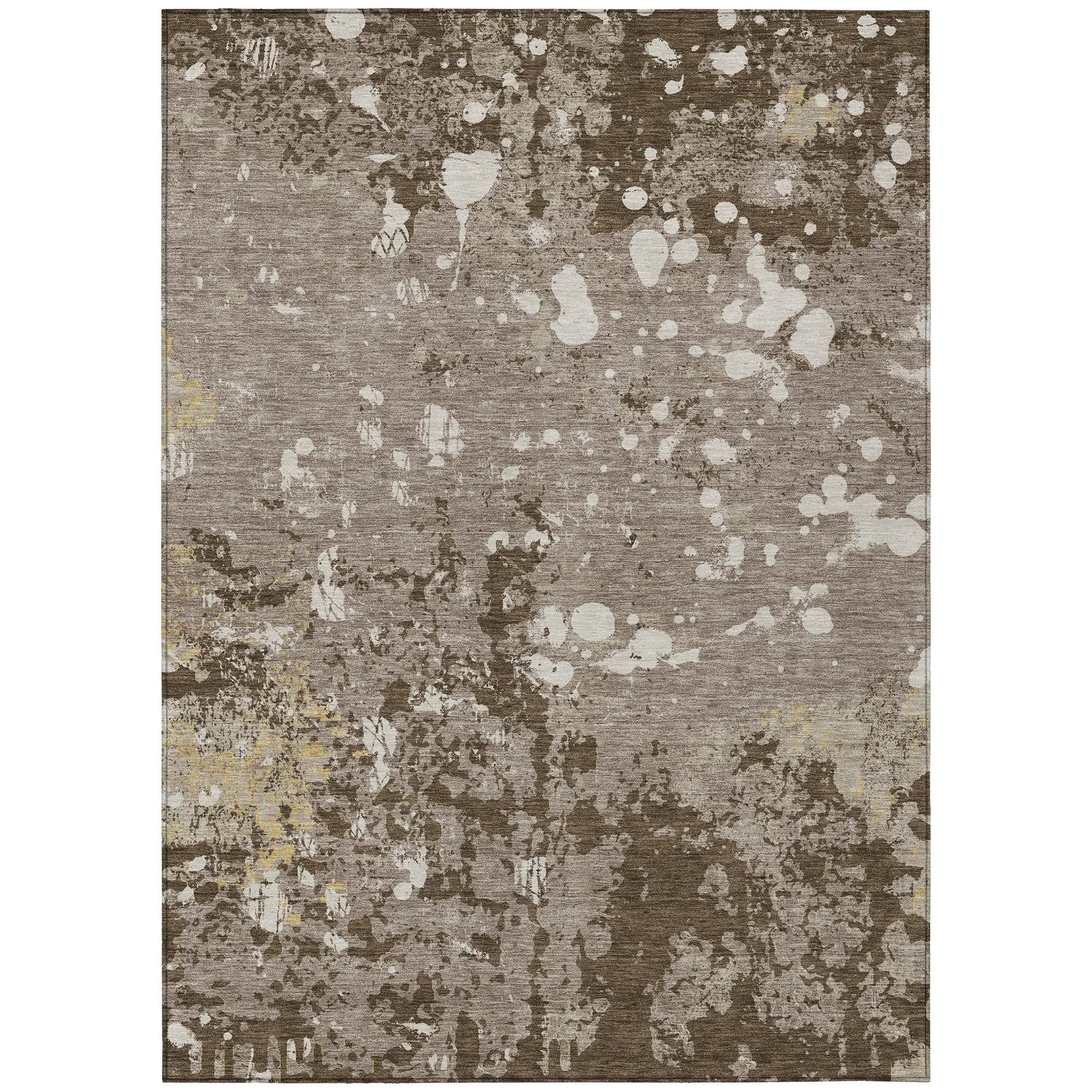 10' X 14' Taupe And Ivory Abstract Washable Indoor Outdoor Area Rug Homeroots Outdoor