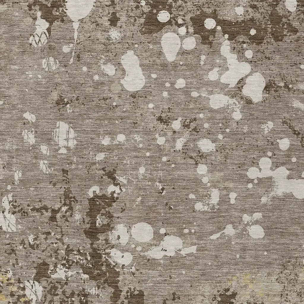 10' X 14' Taupe And Ivory Abstract Washable Indoor Outdoor Area Rug Homeroots Outdoor