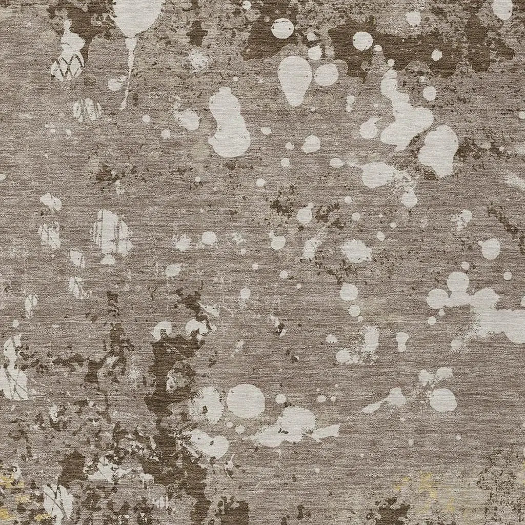 10' X 14' Taupe And Ivory Abstract Washable Indoor Outdoor Area Rug Homeroots Outdoor