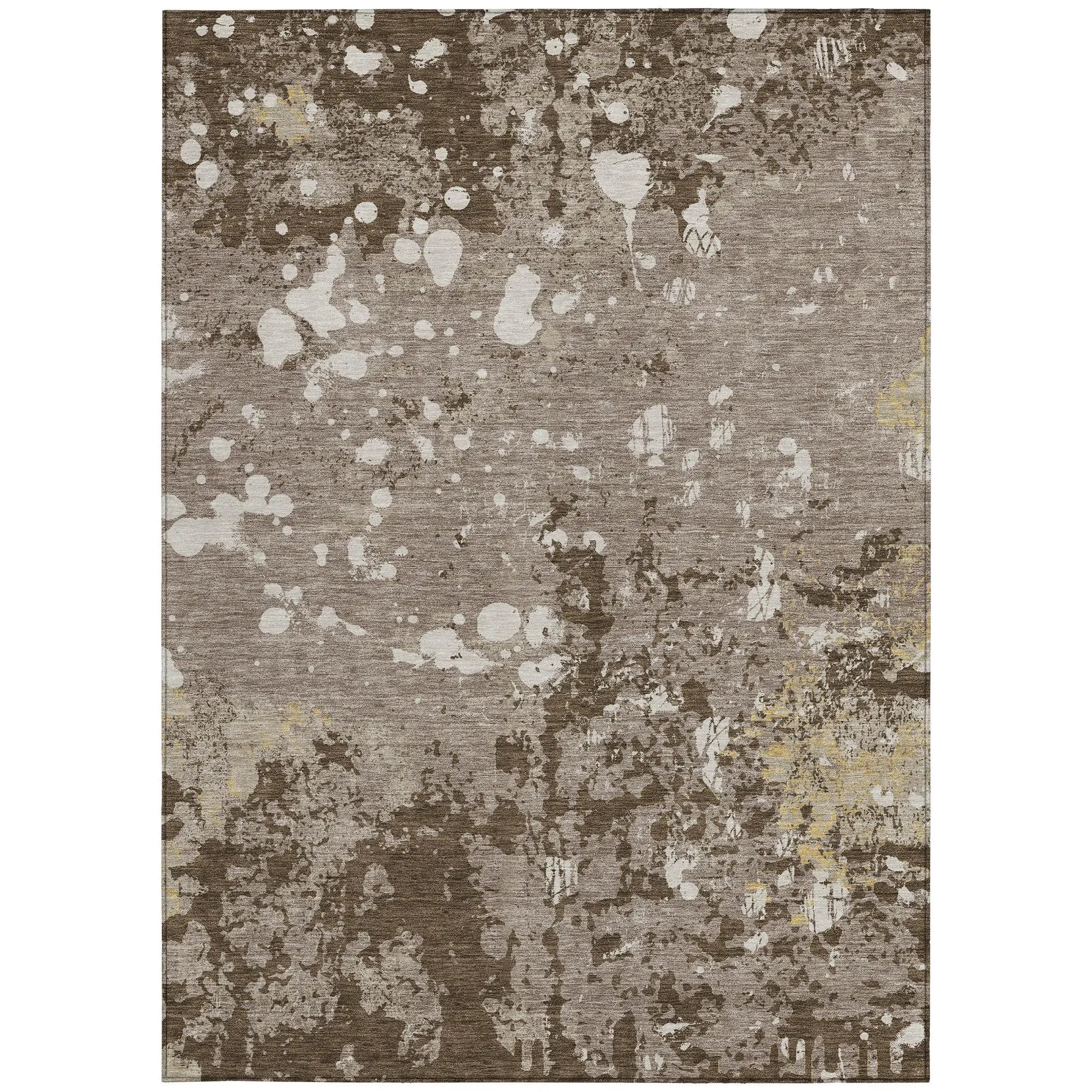 10' X 14' Taupe And Ivory Abstract Washable Indoor Outdoor Area Rug Homeroots Outdoor