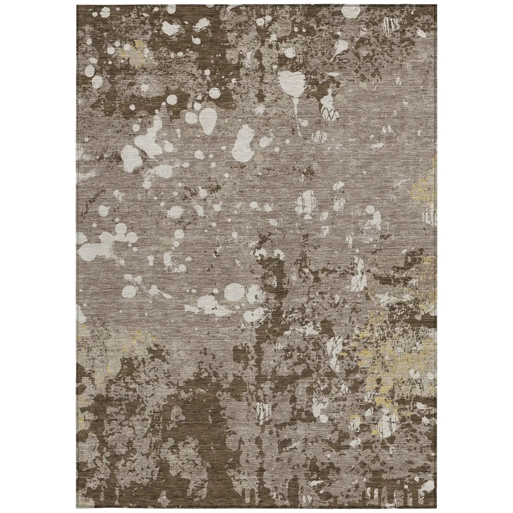 10' X 14' Taupe And Ivory Abstract Washable Indoor Outdoor Area Rug Homeroots Outdoor