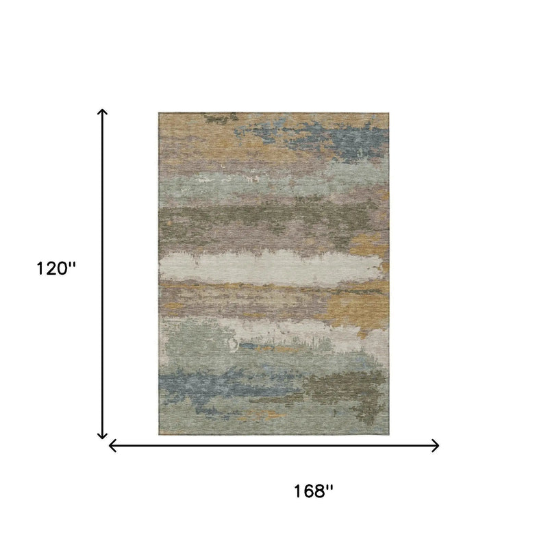 10' X 14' Taupe And Ivory Abstract Washable Indoor Outdoor Area Rug Homeroots Outdoor