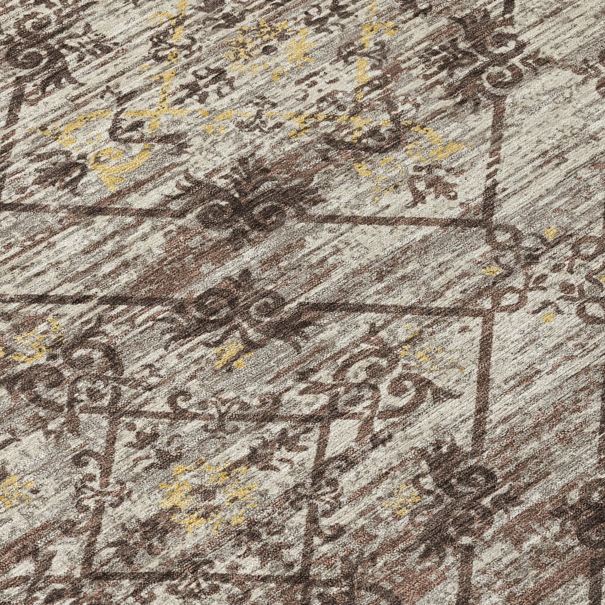 10' X 14' Taupe And Ivory Geometric Washable Indoor Outdoor Area Rug Homeroots Outdoor