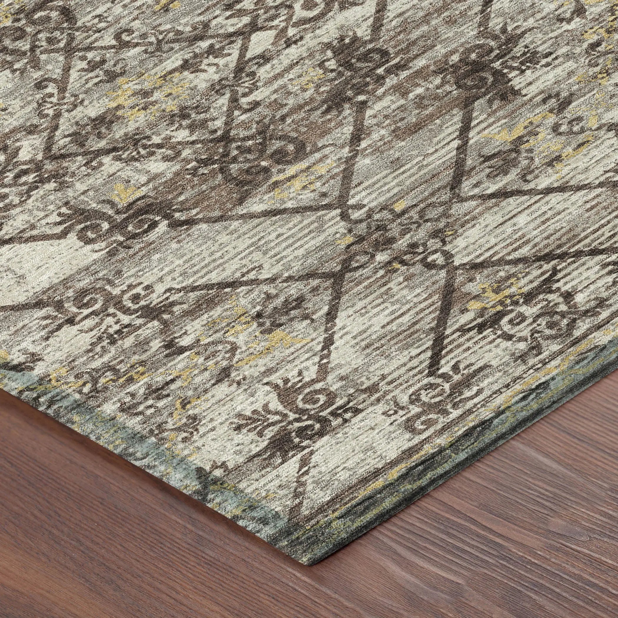 10' X 14' Taupe And Ivory Geometric Washable Indoor Outdoor Area Rug Homeroots Outdoor