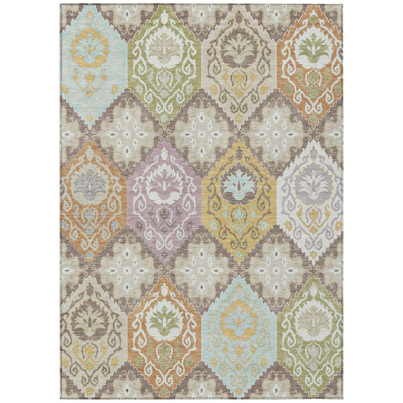 10' X 14' Taupe And Ivory Geometric Washable Indoor Outdoor Area Rug Homeroots Outdoor