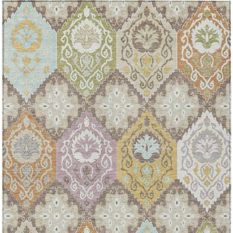 10' X 14' Taupe And Ivory Geometric Washable Indoor Outdoor Area Rug Homeroots Outdoor