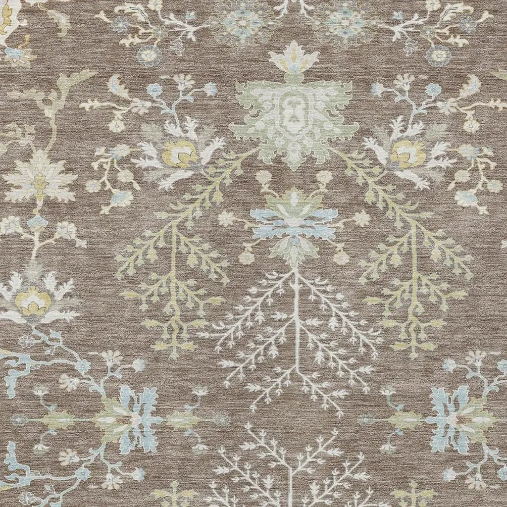 10' X 14' Taupe And Ivory Oriental Washable Indoor Outdoor Area Rug Homeroots Outdoor