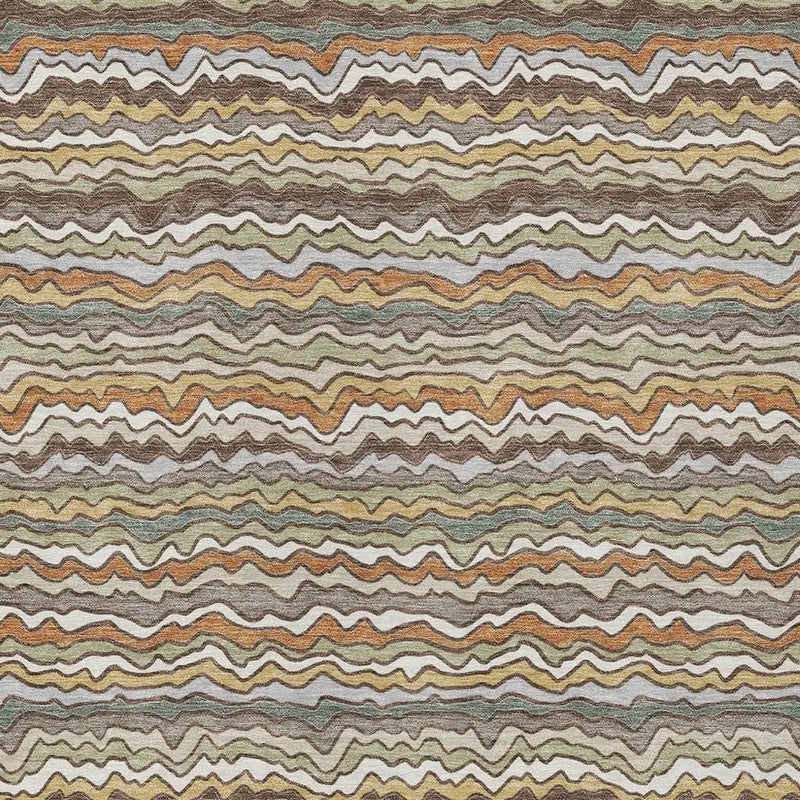 10' X 14' Taupe And Orange Striped Washable Indoor Outdoor Area Rug Homeroots Outdoor
