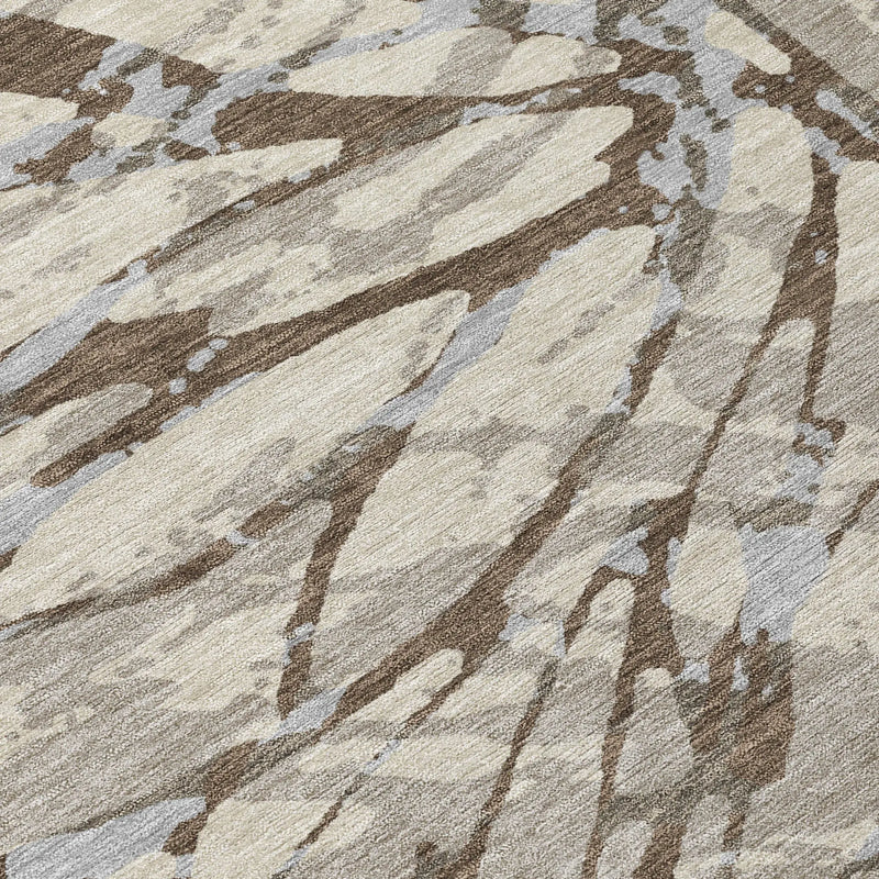 10' X 14' Taupe And Teal Blue Abstract Washable Indoor Outdoor Area Rug Homeroots Outdoor