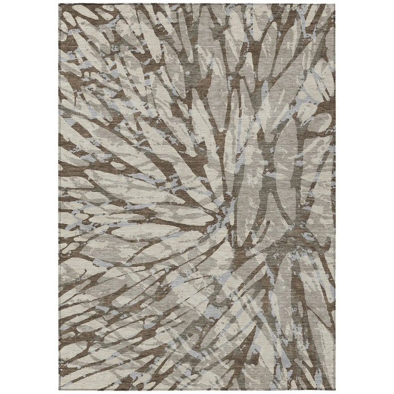 10' X 14' Taupe And Teal Blue Abstract Washable Indoor Outdoor Area Rug Homeroots Outdoor