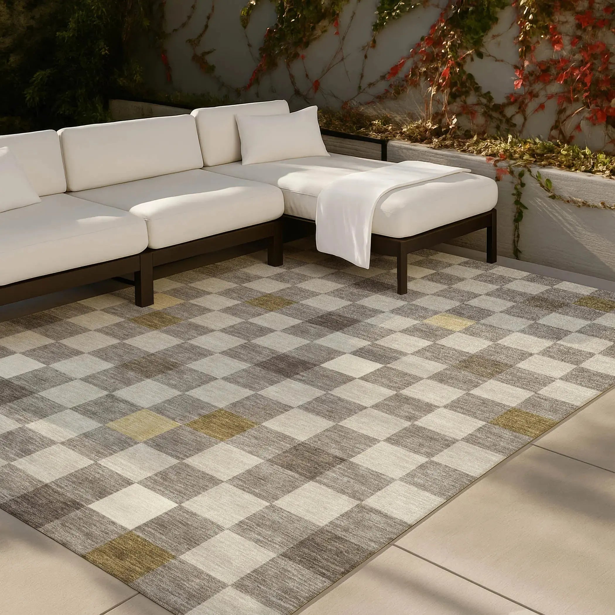 10' X 14' Taupe And Teal Blue Geometric Washable Indoor Outdoor Area Rug Homeroots Outdoor