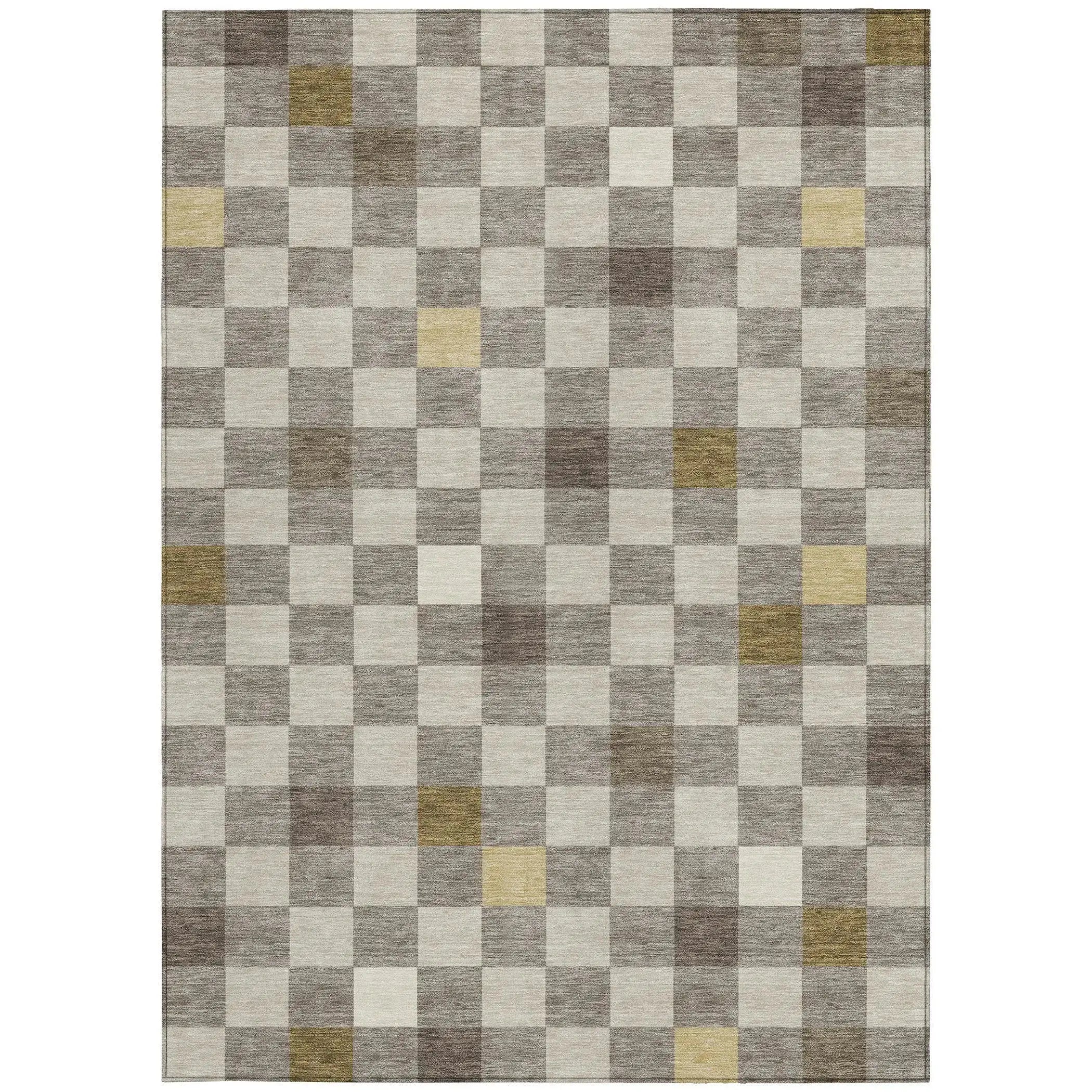 10' X 14' Taupe And Teal Blue Geometric Washable Indoor Outdoor Area Rug Homeroots Outdoor