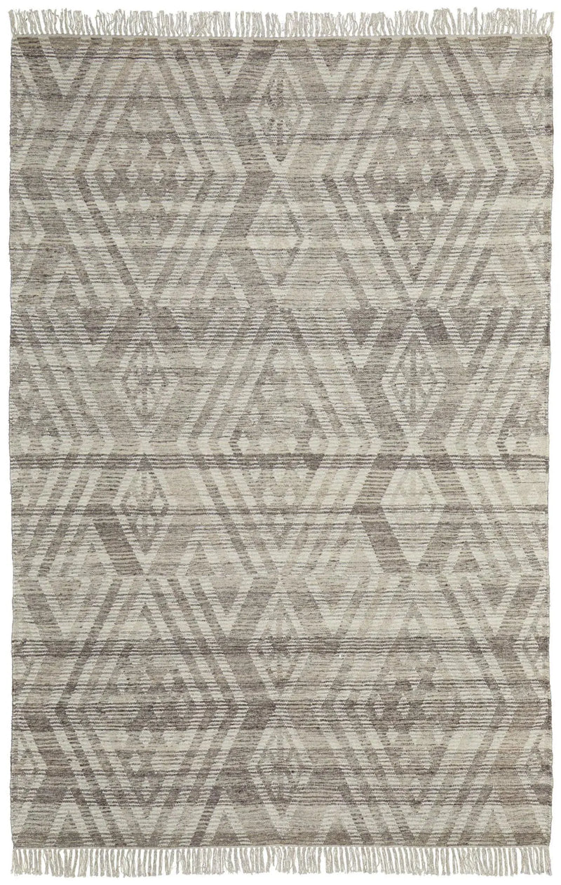 10' X 14' Taupe Ivory And Gray Wool Geometric Hand Woven Area Rug With Fringe Homeroots Home Decor