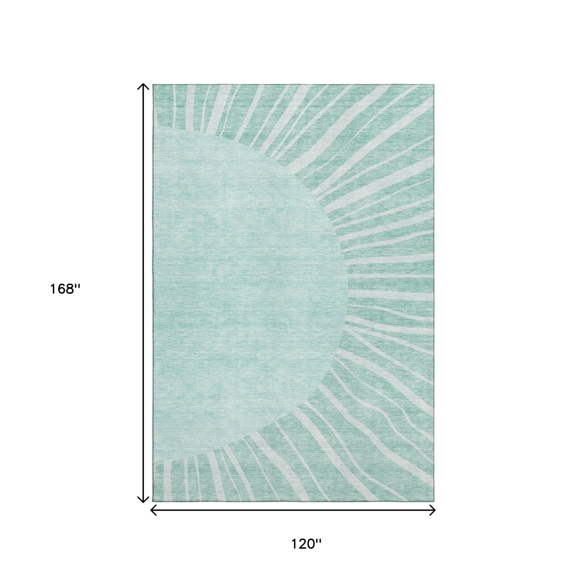 10' X 14' Teal And Ivory Abstract Washable Area Rug With UV Protection Homeroots Home Decor
