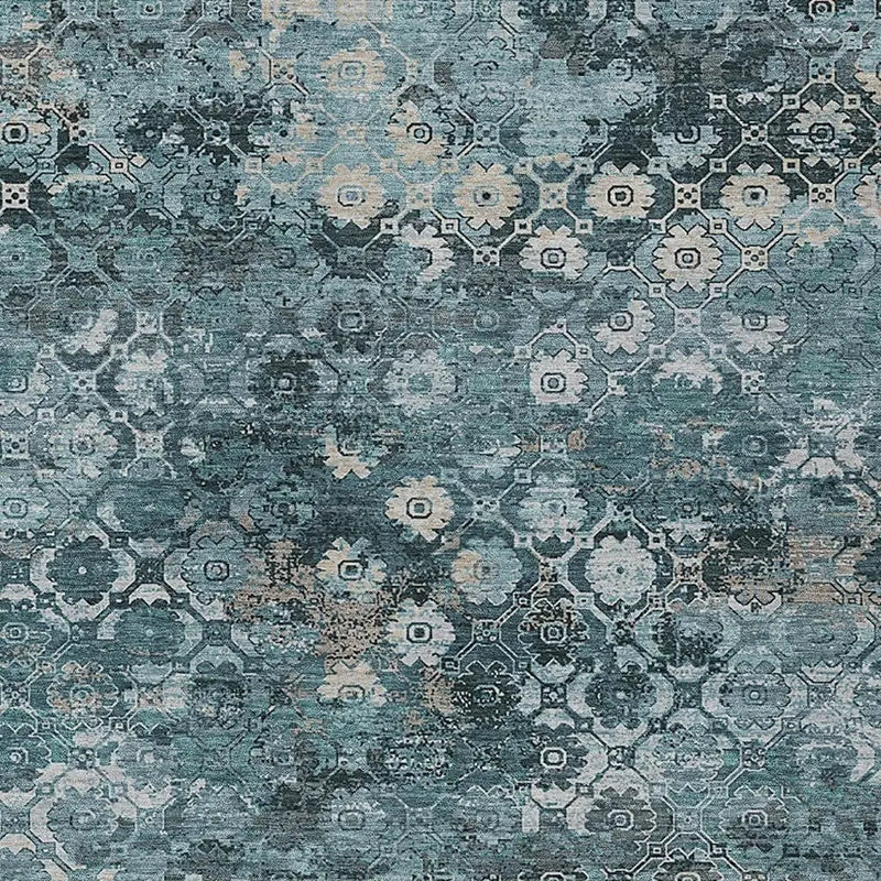 10' X 14' Teal Blue And Aqua Abstract Washable Indoor Outdoor Area Rug Homeroots Outdoor
