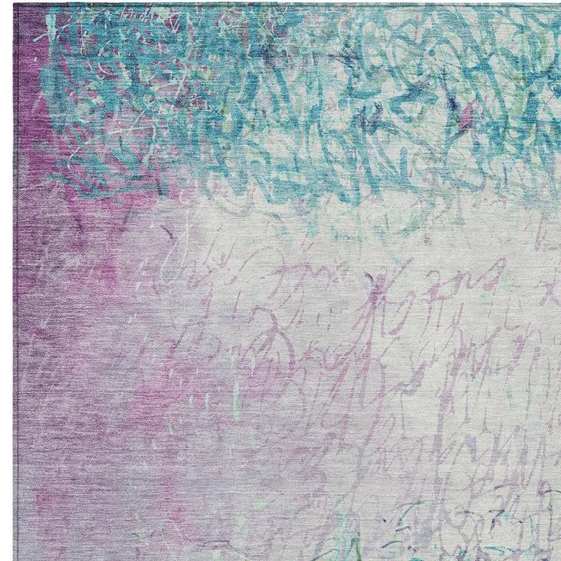 10' X 14' Teal Blue And Aqua Abstract Washable Indoor Outdoor Area Rug Homeroots Outdoor