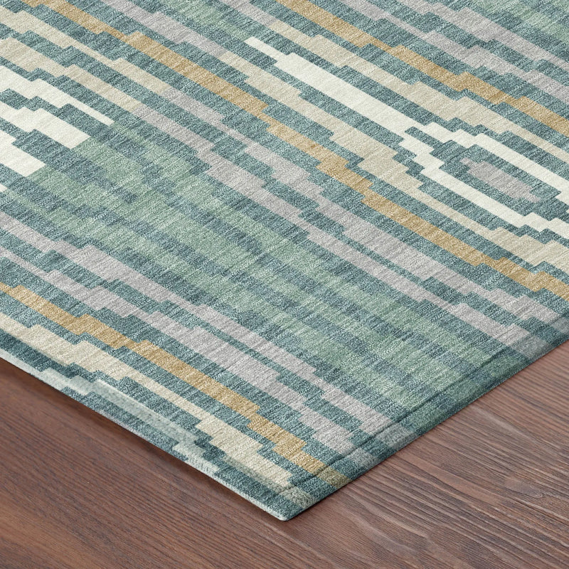 10' X 14' Teal Blue And Aqua Abstract Washable Indoor Outdoor Area Rug Homeroots Outdoor