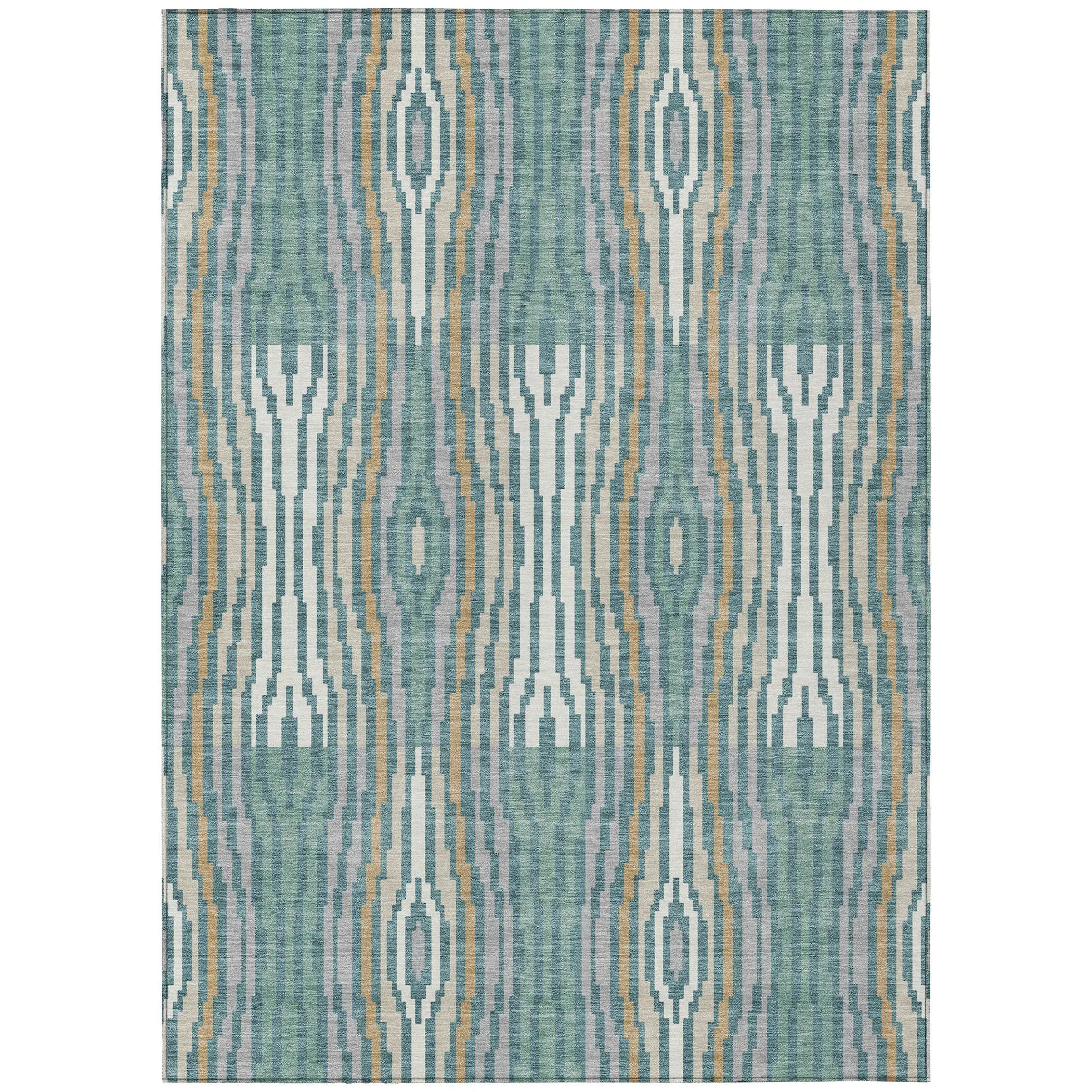 10' X 14' Teal Blue And Aqua Abstract Washable Indoor Outdoor Area Rug Homeroots Outdoor
