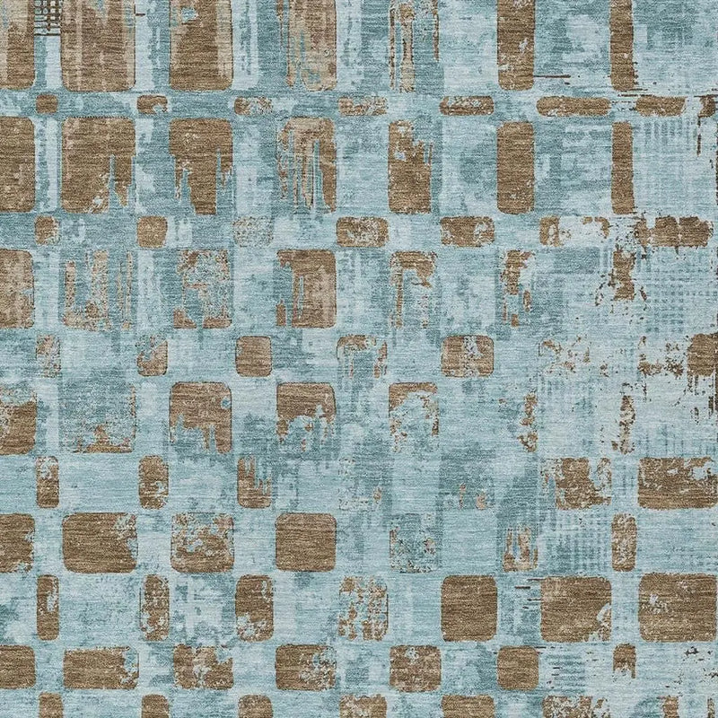 10' X 14' Teal Blue And Aqua Abstract Washable Indoor Outdoor Area Rug Homeroots Outdoor
