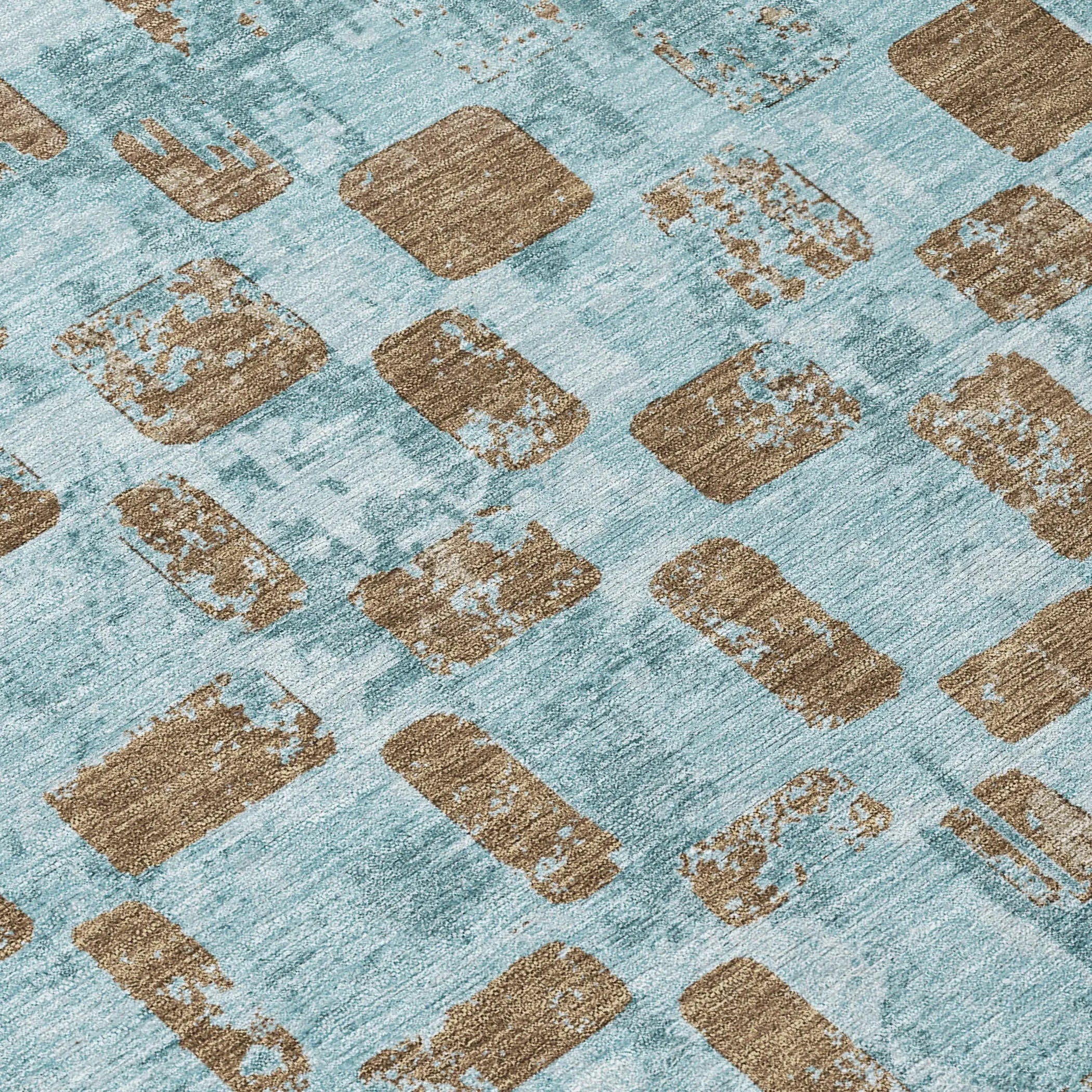10' X 14' Teal Blue And Aqua Abstract Washable Indoor Outdoor Area Rug Homeroots Outdoor