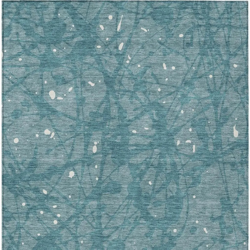 10' X 14' Teal Blue And Aqua Abstract Washable Indoor Outdoor Area Rug Homeroots Outdoor
