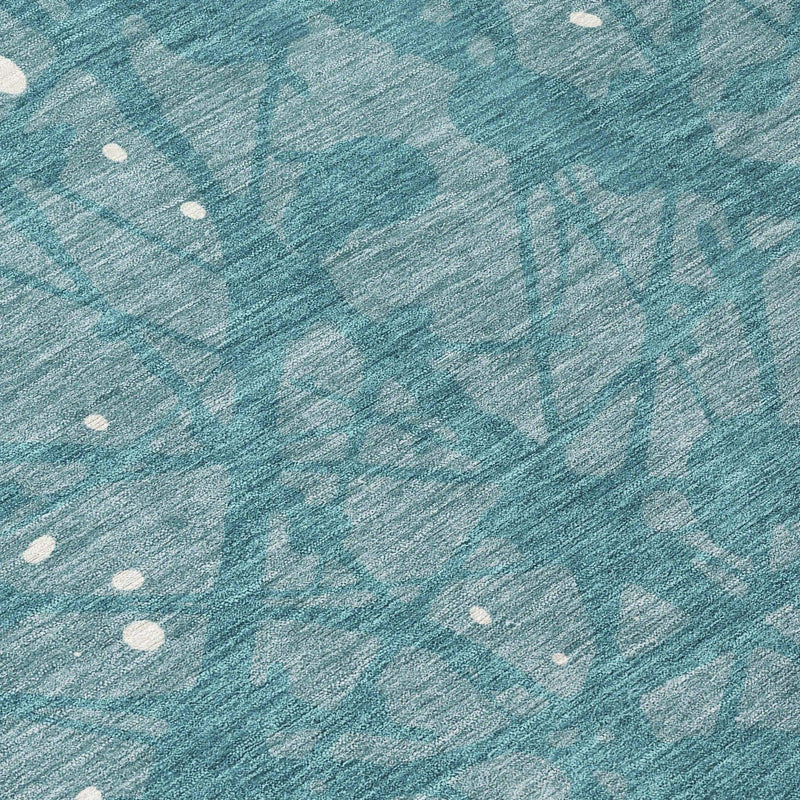 10' X 14' Teal Blue And Aqua Abstract Washable Indoor Outdoor Area Rug Homeroots Outdoor