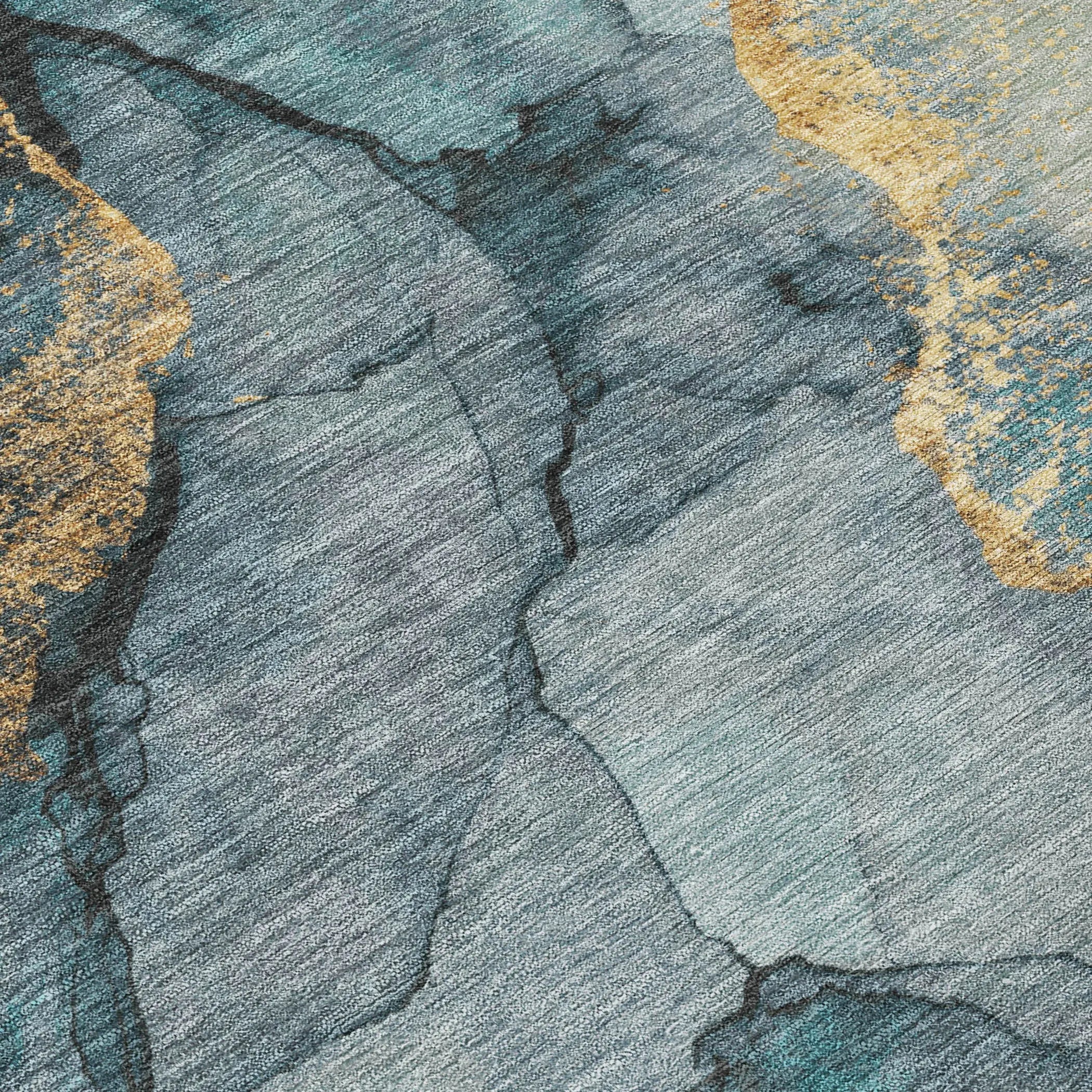10' X 14' Teal Blue And Aqua Abstract Washable Indoor Outdoor Area Rug Homeroots Outdoor