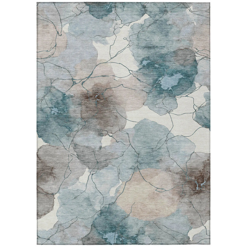 10' X 14' Teal Blue And Aqua Abstract Washable Indoor Outdoor Area Rug Homeroots Outdoor