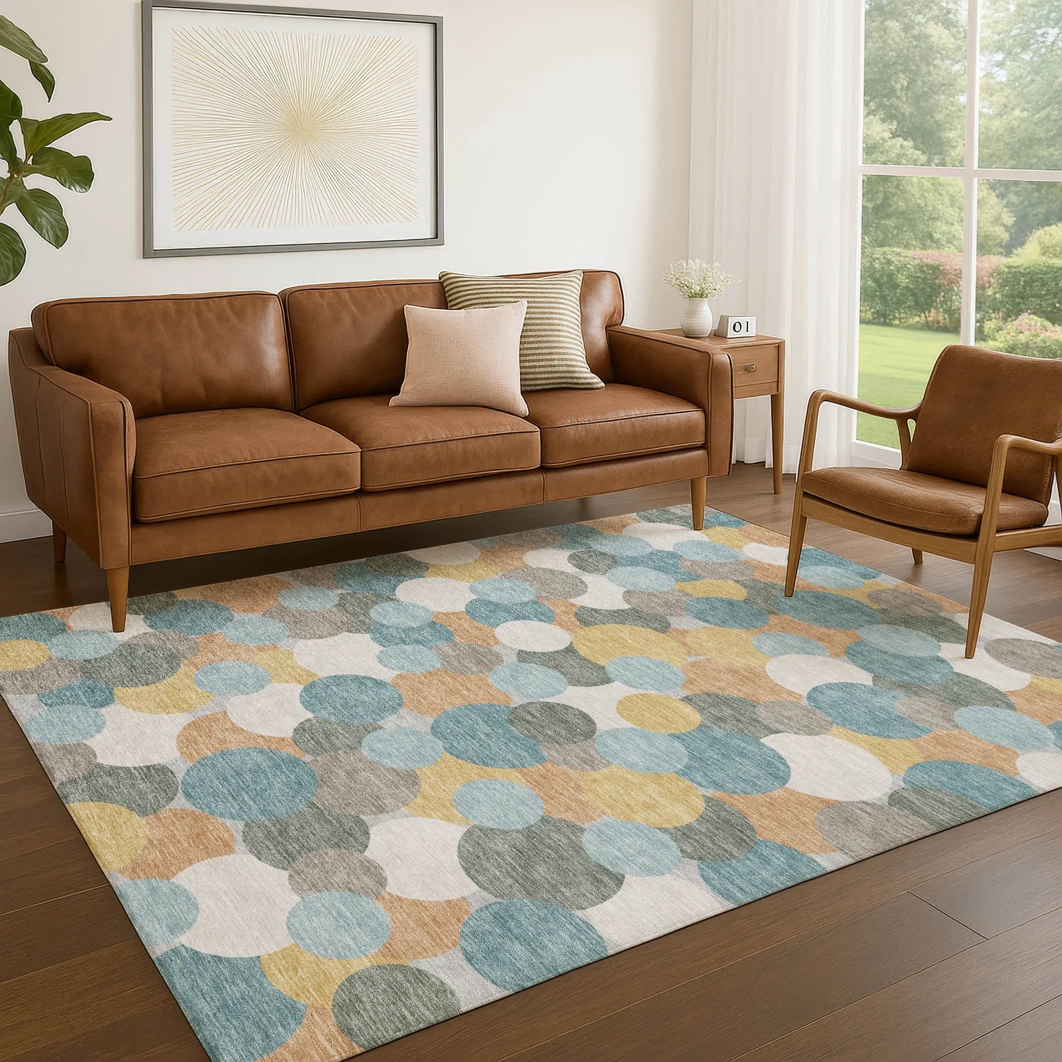 10' X 14' Teal Blue And Aqua Geometric Washable Indoor Outdoor Area Rug Homeroots Outdoor