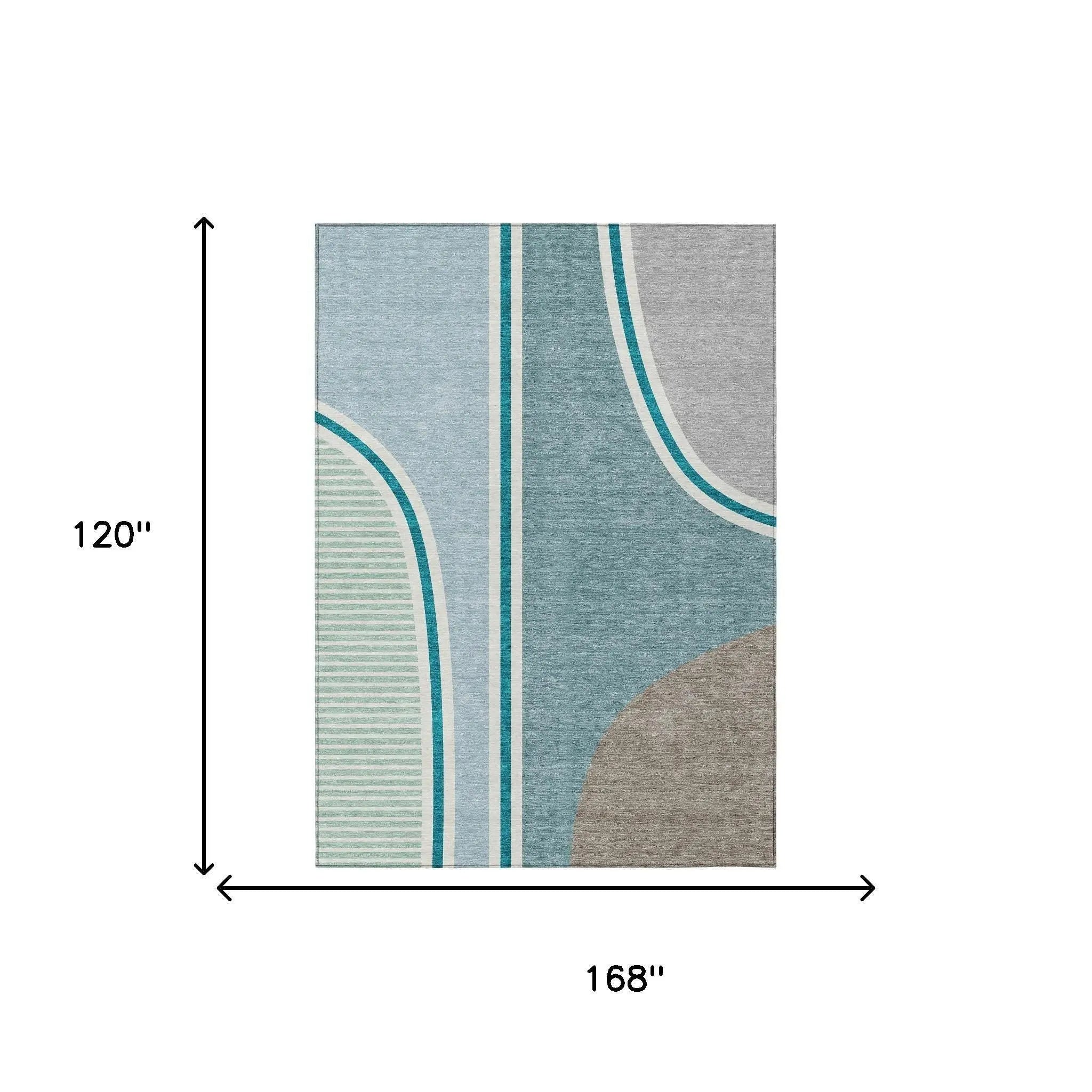 10' X 14' Teal Blue And Aqua Geometric Washable Indoor Outdoor Area Rug Homeroots Outdoor