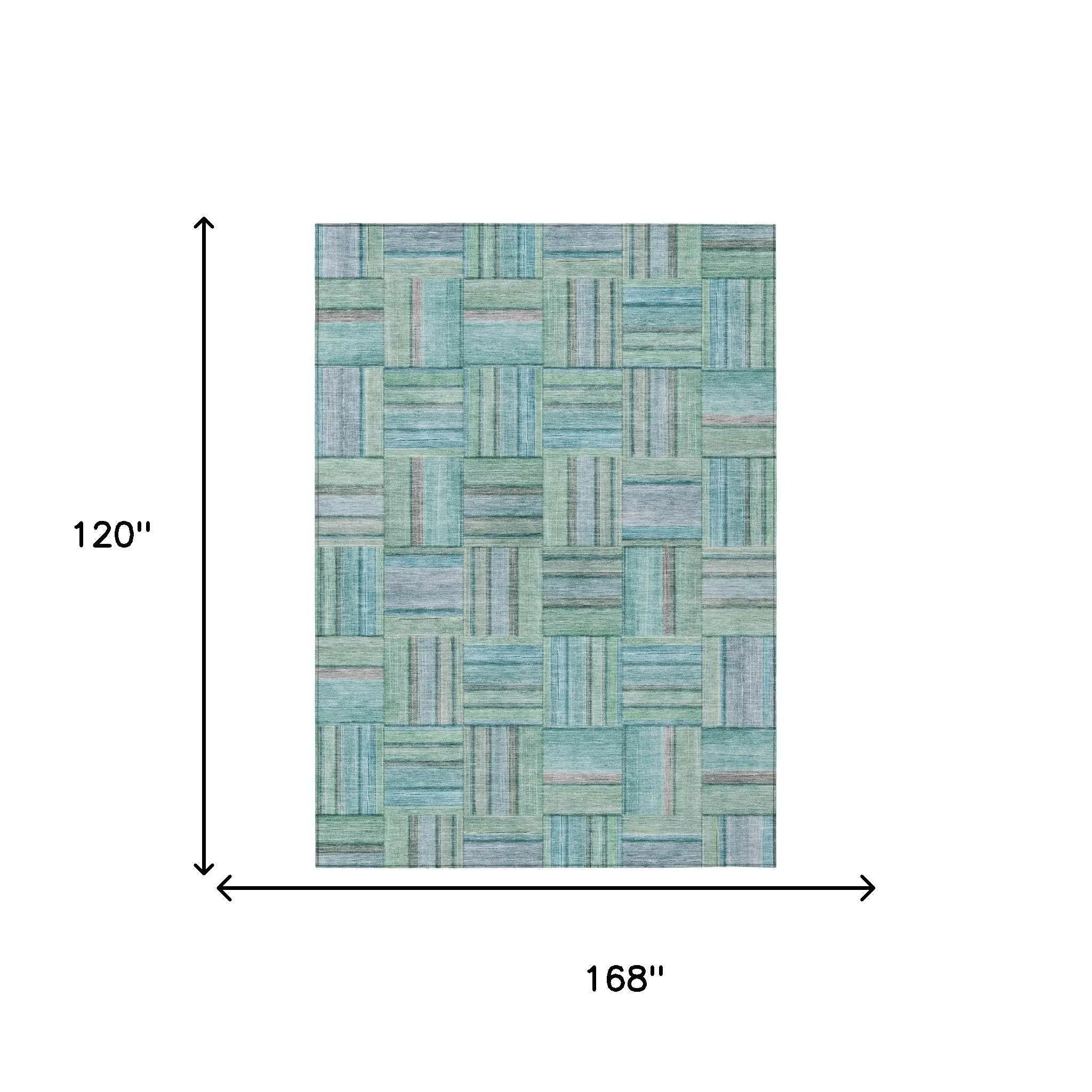 10' X 14' Teal Blue And Aqua Geometric Washable Indoor Outdoor Area Rug Homeroots Outdoor