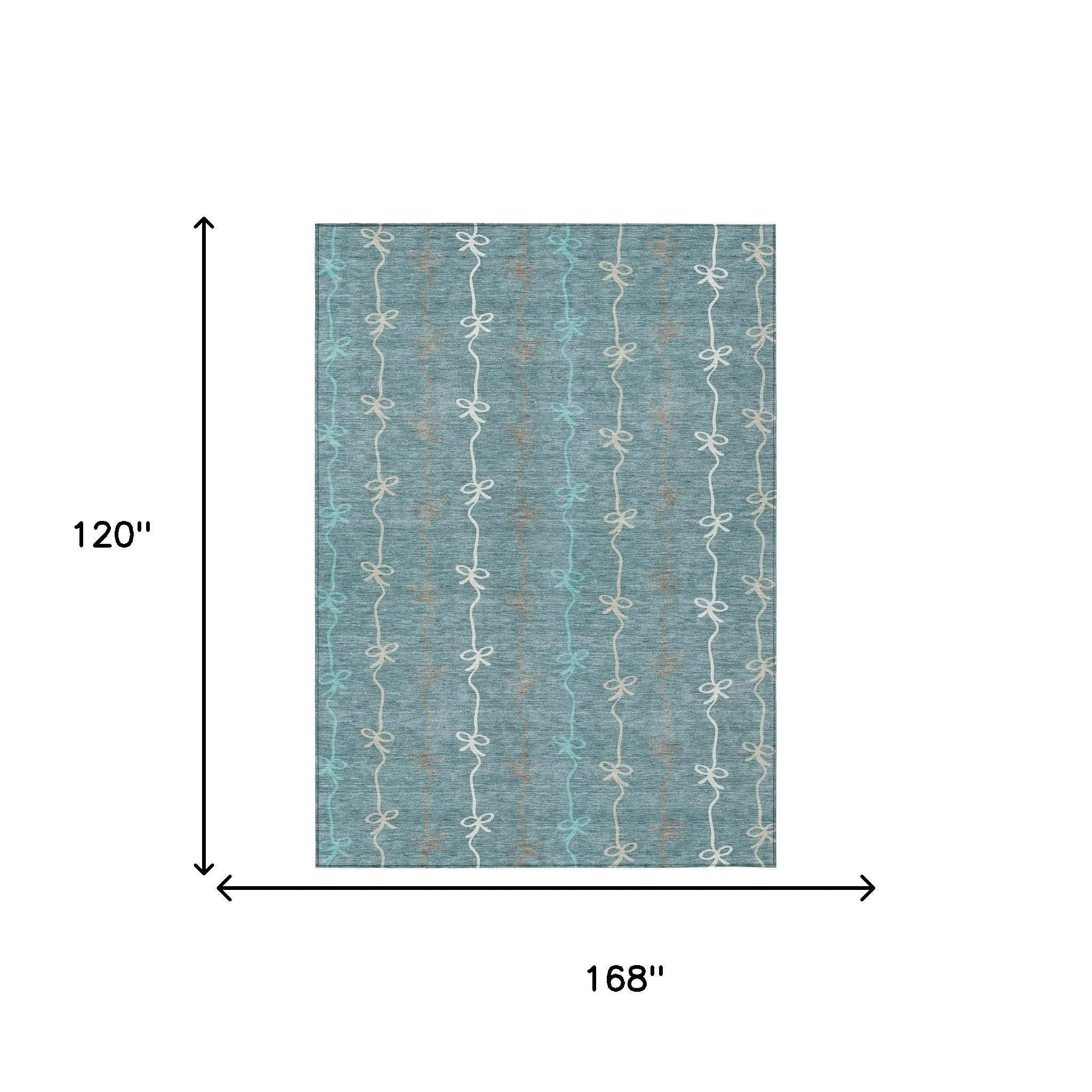 10' X 14' Teal Blue And Aqua Southwestern Washable Indoor Outdoor Area Rug Homeroots Outdoor