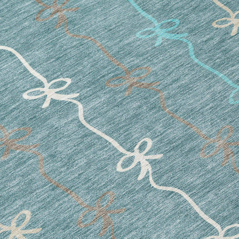 10' X 14' Teal Blue And Aqua Southwestern Washable Indoor Outdoor Area Rug Homeroots Outdoor