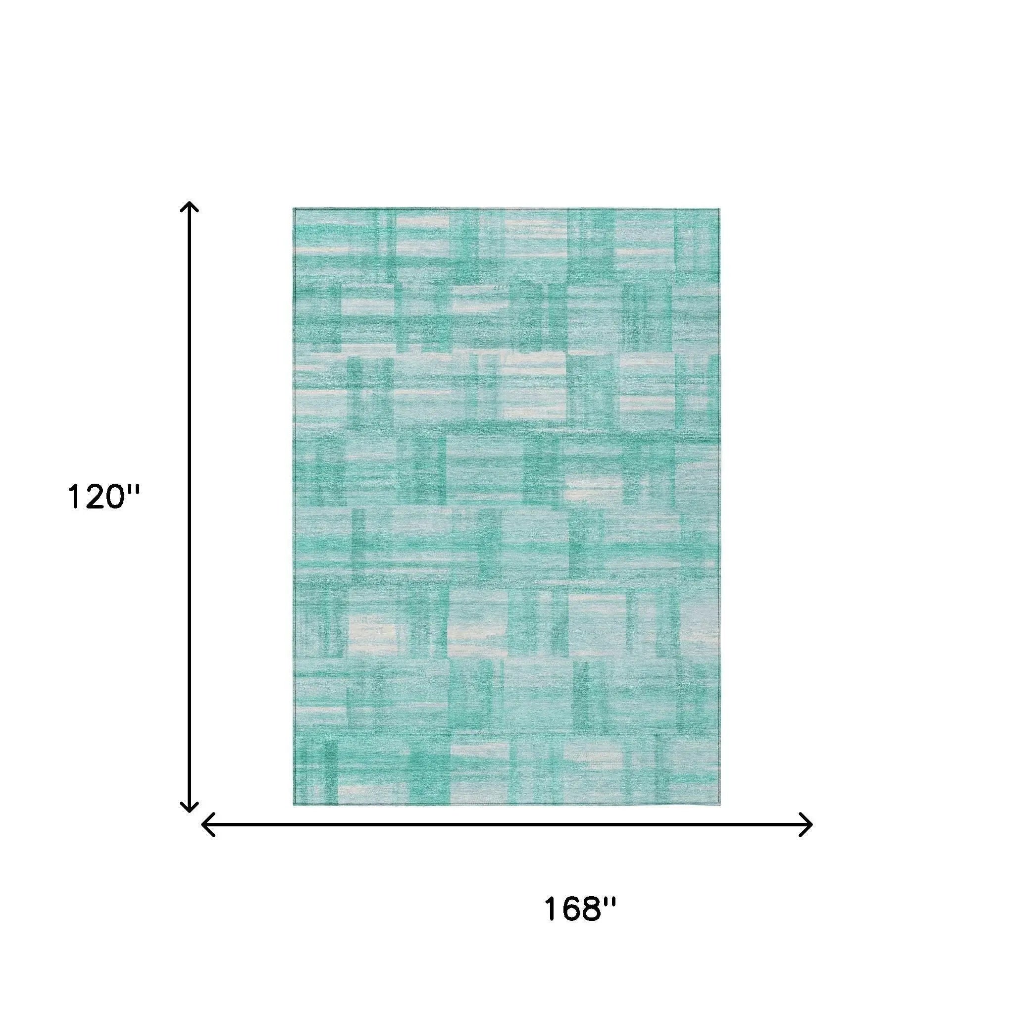 10' X 14' Teal Blue And Aqua Striped Washable Indoor Outdoor Area Rug Homeroots Outdoor