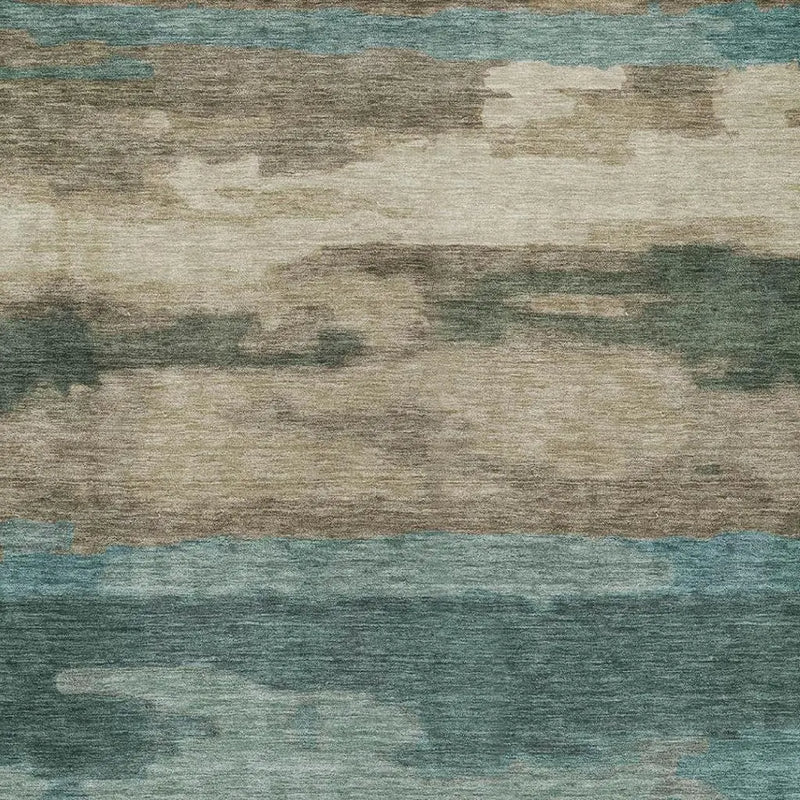 10' X 14' Teal Blue And Beige Abstract Washable Indoor Outdoor Area Rug Homeroots Outdoor