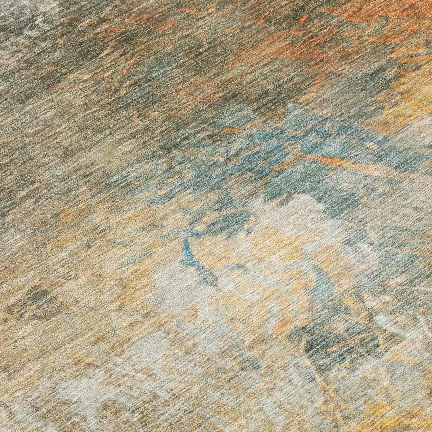 10' X 14' Teal Blue And Beige Abstract Washable Indoor Outdoor Area Rug Homeroots Outdoor