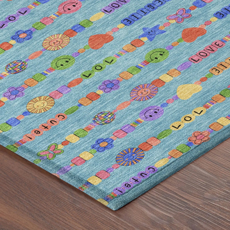 10' X 14' Teal Blue And Beige Geometric Washable Indoor Outdoor Area Rug Homeroots Outdoor