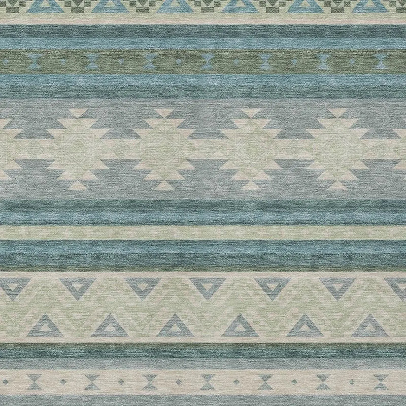 10' X 14' Teal Blue And Beige Southwestern Washable Indoor Outdoor Area Rug Homeroots Outdoor