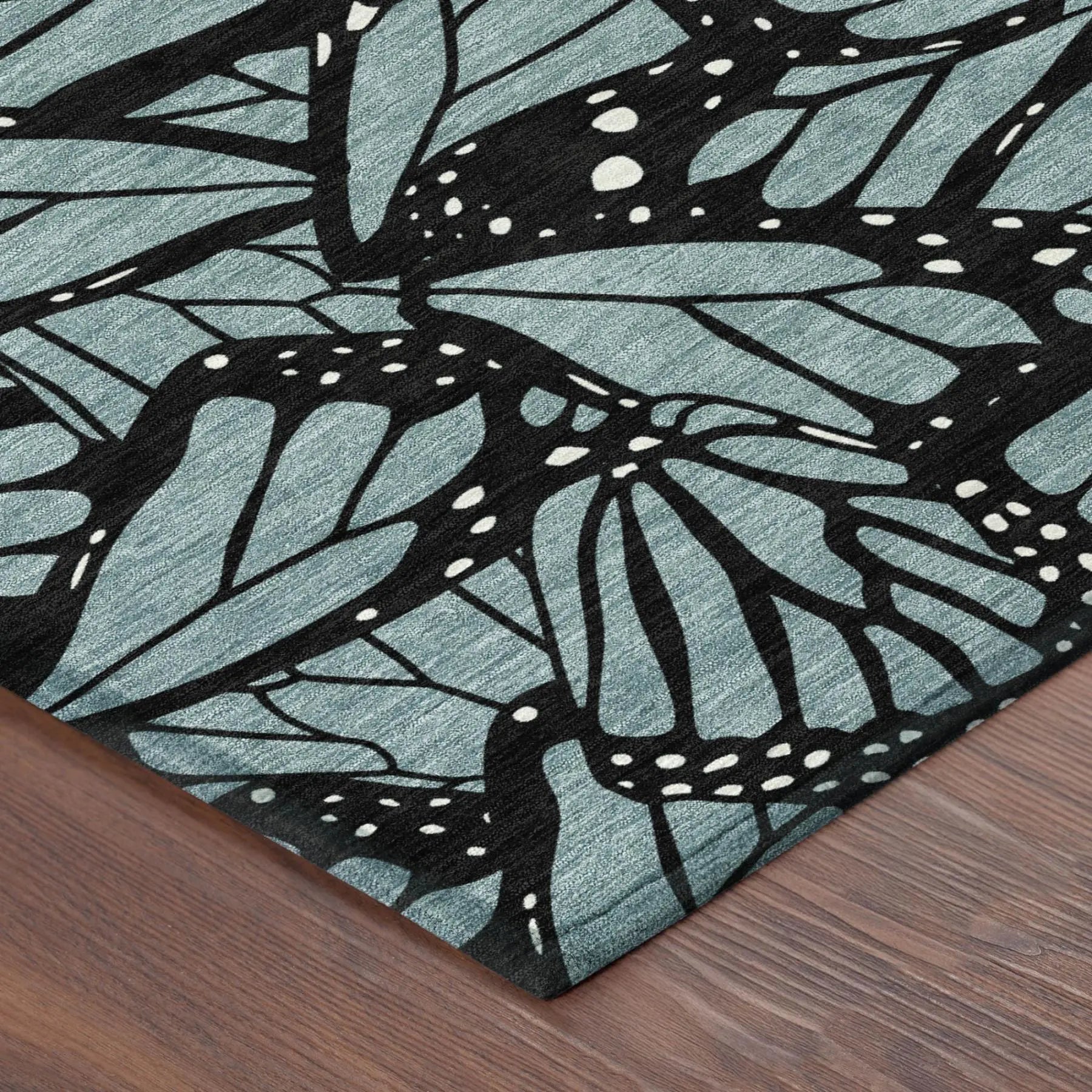 10' X 14' Teal Blue And Black Animal Print Washable Indoor Outdoor Area Rug Homeroots Outdoor