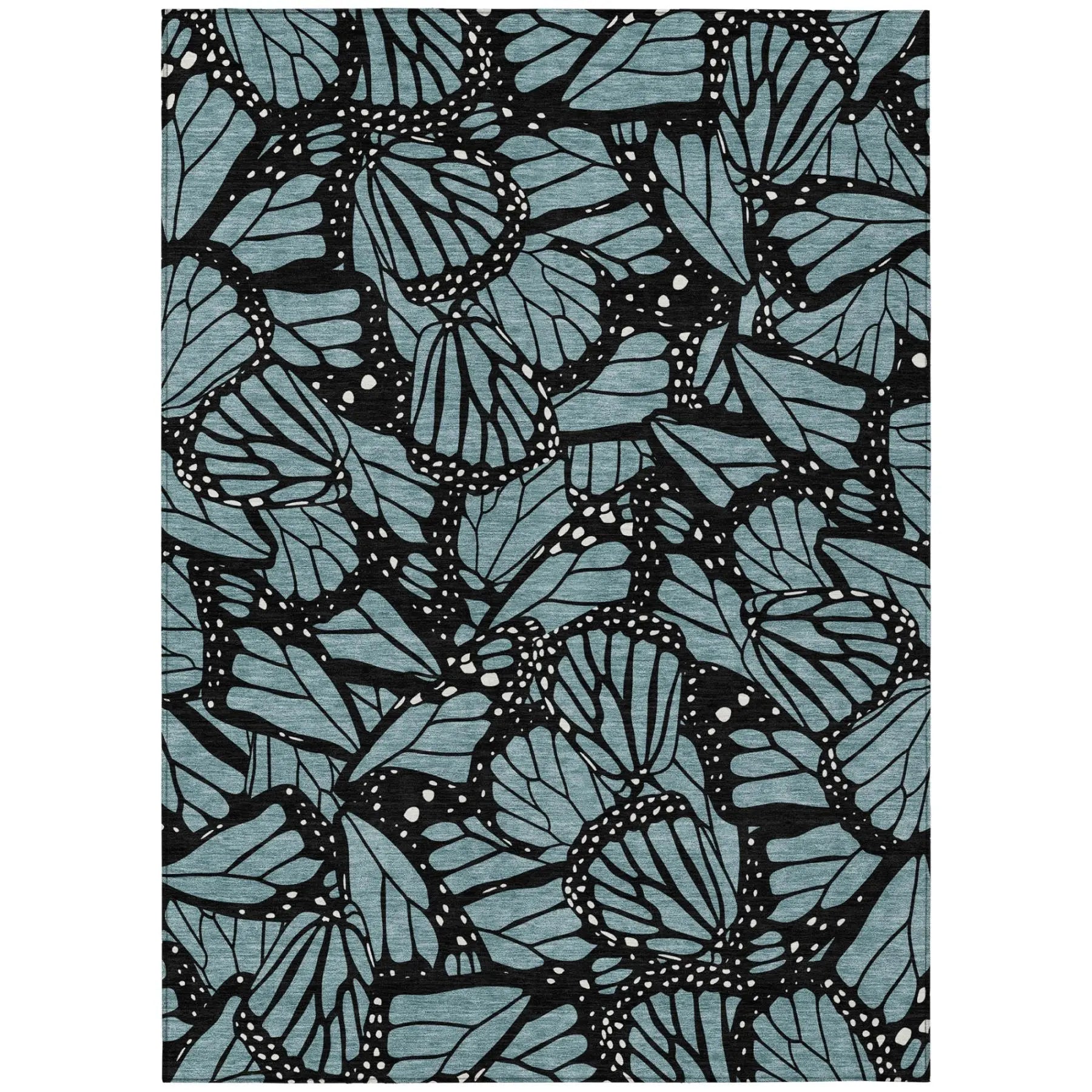 10' X 14' Teal Blue And Black Animal Print Washable Indoor Outdoor Area Rug Homeroots Outdoor