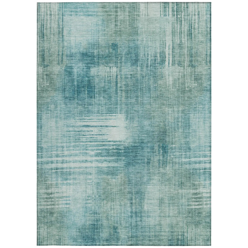 10' X 14' Teal Blue And Blue Abstract Washable Indoor Outdoor Area Rug Homeroots Outdoor