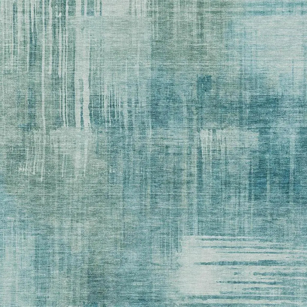 10' X 14' Teal Blue And Blue Abstract Washable Indoor Outdoor Area Rug Homeroots Outdoor