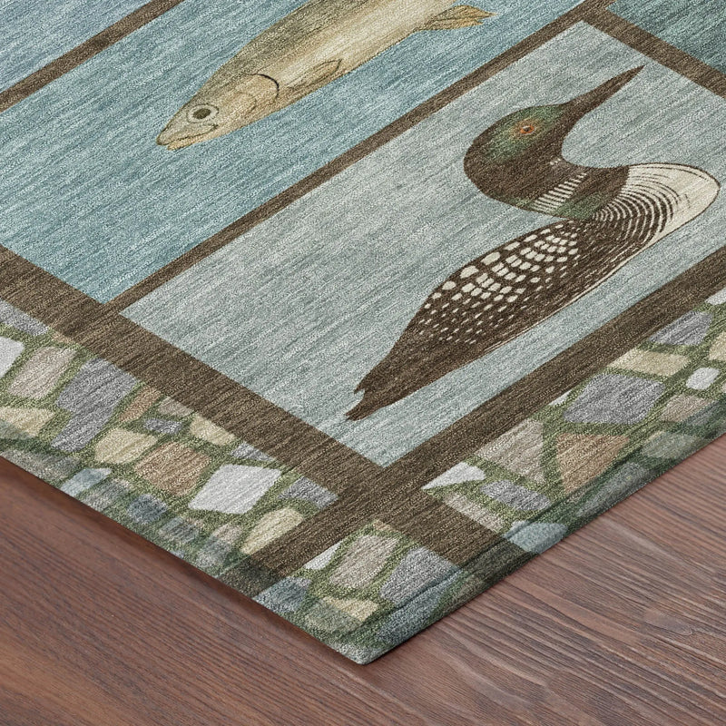 10' X 14' Teal Blue And Blue Floral Medallion Washable Indoor Outdoor Area Rug Homeroots Outdoor