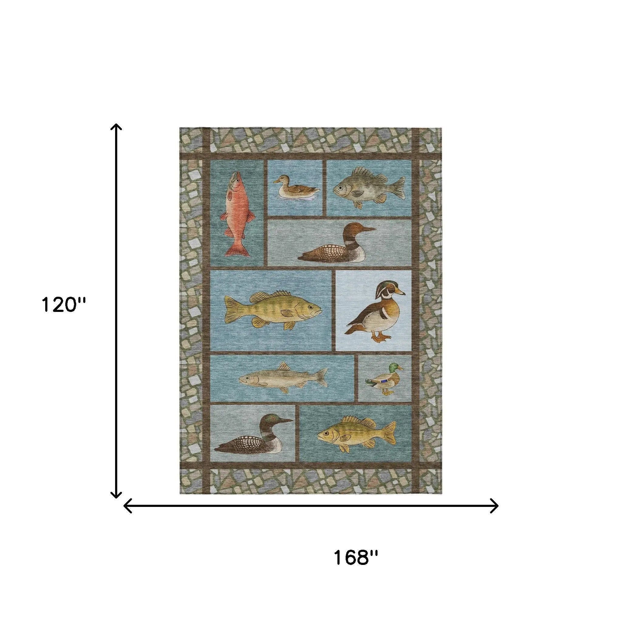 10' X 14' Teal Blue And Blue Floral Medallion Washable Indoor Outdoor Area Rug Homeroots Outdoor